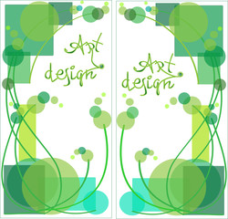Green abstract geometric composition, business card set, creative text frame surface.