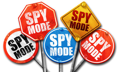 spy mode, 3D rendering, street signs