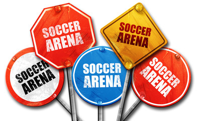 soccer arena, 3D rendering, street signs