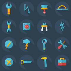 Flat concept, set modern design with shadow construction