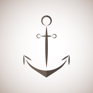  Nautical anchor / two colors anchor icon/ anchor vector  bruwn