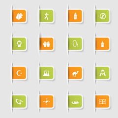 Set, a collection of unique paper stickers icons arabic