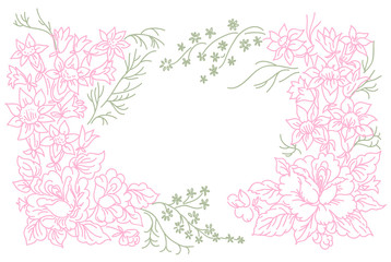 Obraz na płótnie Canvas card frame with bouquets white