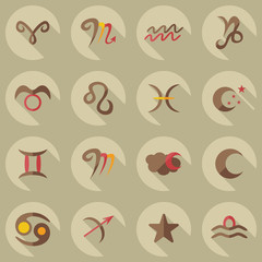 Flat concept, set modern design with shadow zodiac