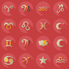 Flat concept, set modern design with shadow zodiac