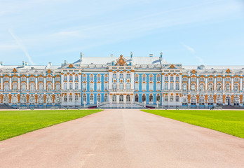 vivid summer view to Catherine palace in Pushkin, Russia.