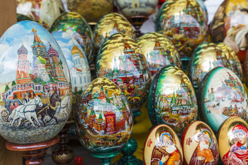 Very large selection of matryoshkas Russian souvenirs at the gift shop in Moscow