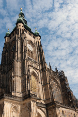 Fototapeta na wymiar Prague Catsle Saint st Vitus cathedral belfry side tower, Svaty Vit, Czech republic