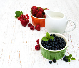 Fresh berries with milk
