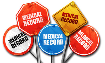 medical record, 3D rendering, street signs