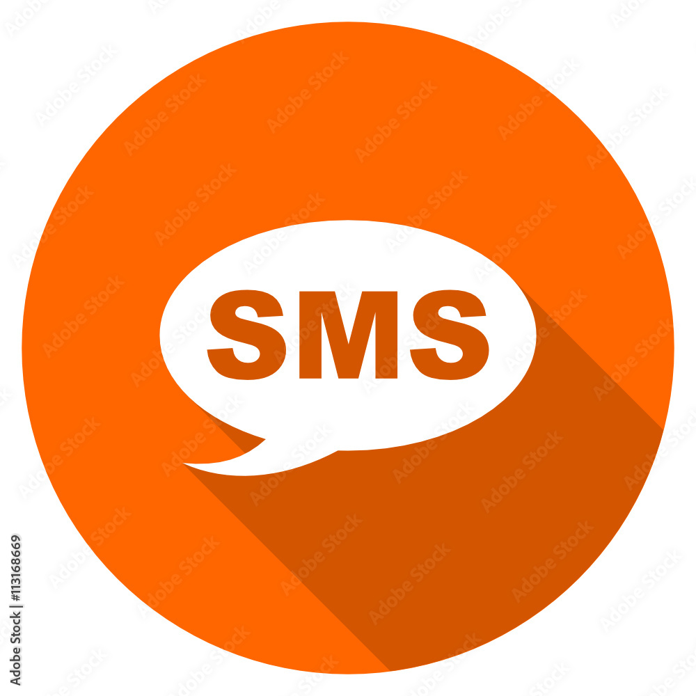 Poster flat design round orange sms vector icon