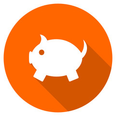Flat design round orange piggy bank vector icon