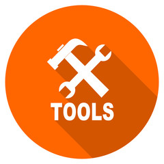 Obraz premium Flat design round orange tools vector icon