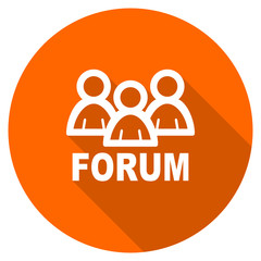 Flat design round orange forum vector icon