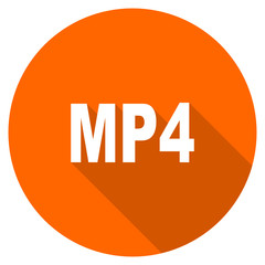 Flat design round orange mp4 vector icon