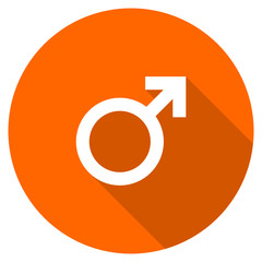 Flat design round orange male icon vector icon