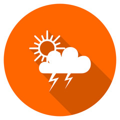 Flat design round orange weather vector icon