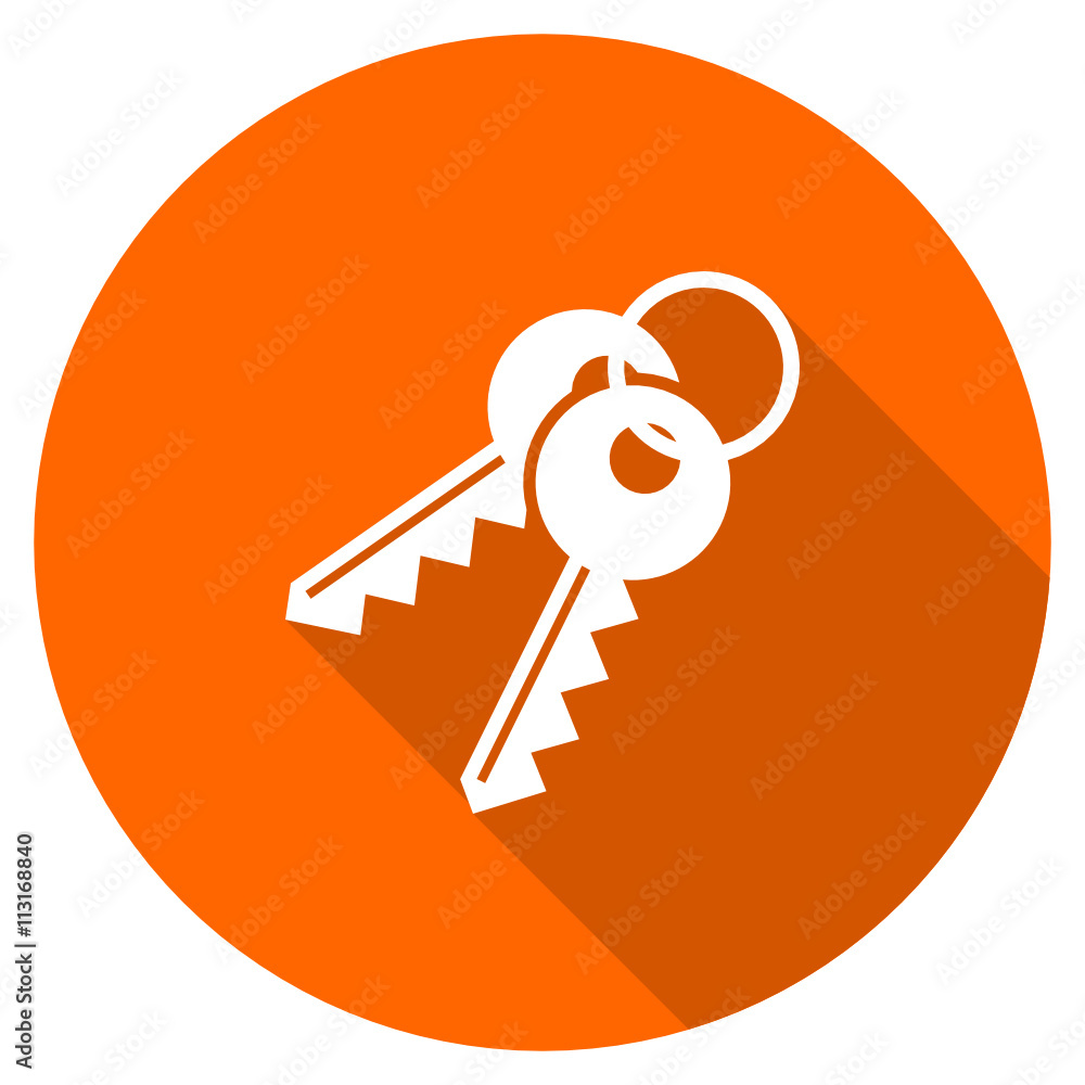 Poster Flat design orange round keys vector icon