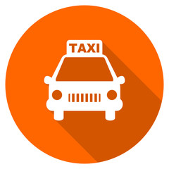 Flat design round orange vector taxi icon