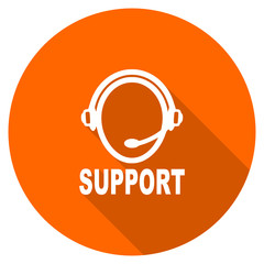 Flat design orange round support vector icon