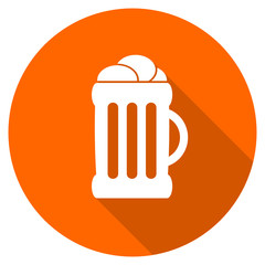 Orange flat design vector beer icon