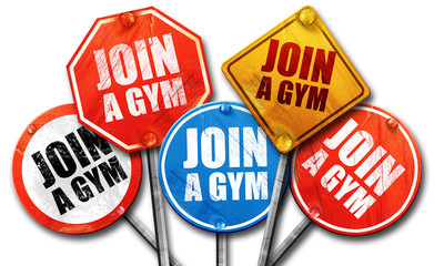 join a gym, 3D rendering, street signs