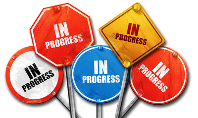 in progress, 3D rendering, street signs