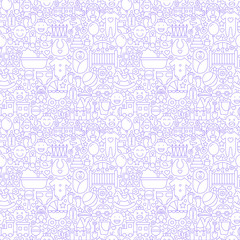 Thin Line Baby White Seamless Pattern