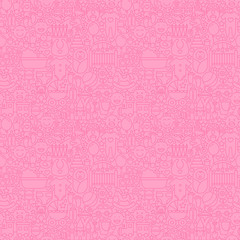 Thin Line Pink Baby Girl Seamless Pattern