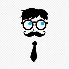 geek nerd guy with mustache