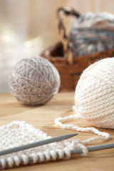 knitting needles and yarn