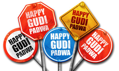happy gudi padwa, 3D rendering, street signs