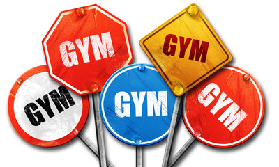 gym, 3D rendering, street signs