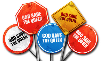 god save the queen, 3D rendering, street signs