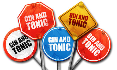 gin and tonic, 3D rendering, street signs