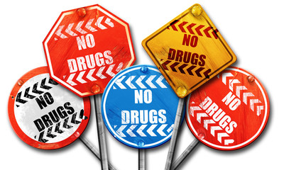 No drugs sign, 3D rendering, street signs