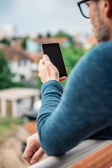 Man using smart phone