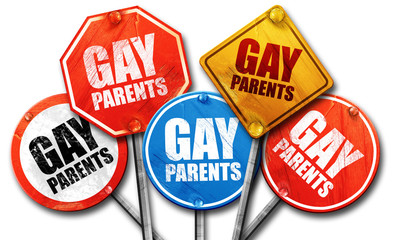 gay parents, 3D rendering, street signs