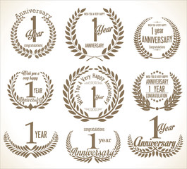 Anniversary Laurel wreath retro vintage collection 1 year
