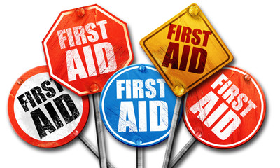 first aid, 3D rendering, street signs