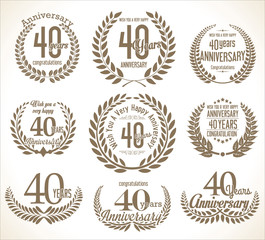 Anniversary Laurel wreath retro vintage collection 40 years