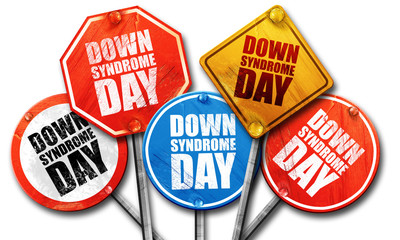 down syndrome day, 3D rendering, street signs