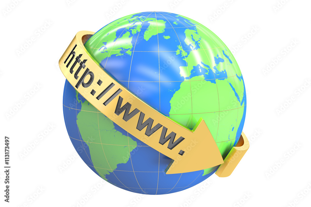 Poster global internet communication concept, 3d rendering