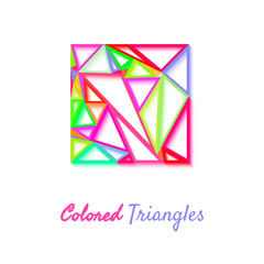 Colorful triangles mosaic. Bright graphic design for icon. Vector logotype.