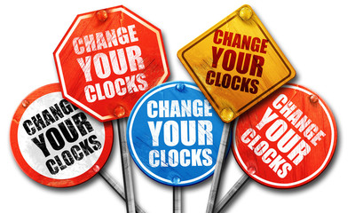 change your clocks, 3D rendering, street signs