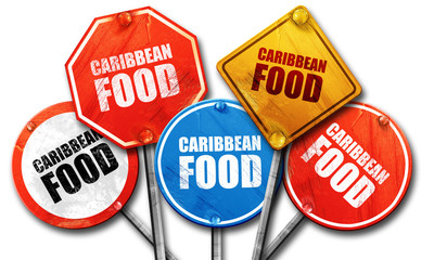 caribbean food, 3D rendering, street signs