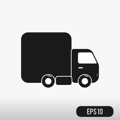 Delivery truck Icon.  Isolated on White Background. Black silhou