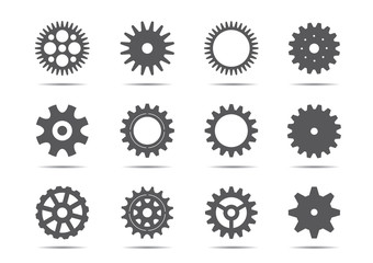 Set of grey gears. Vector Illustration.