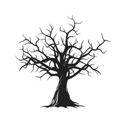 Black Apple Tree. Winter time. Vector Illustration.