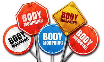 body morphing, 3D rendering, street signs